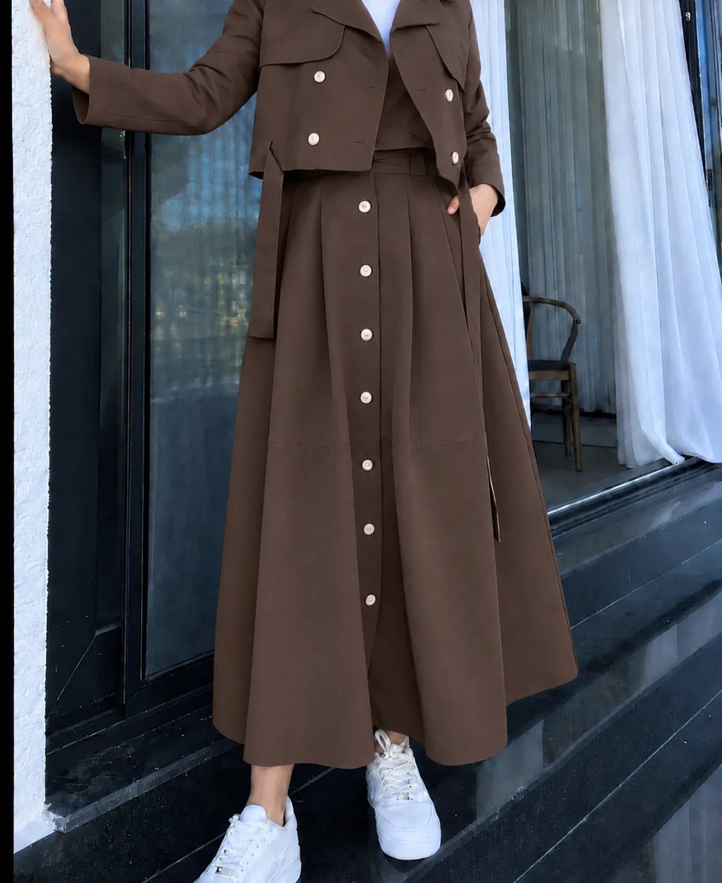 ENSEMBLE FEMME 2 PIÈCES — VESTE COURTE & JUPE LONGUE