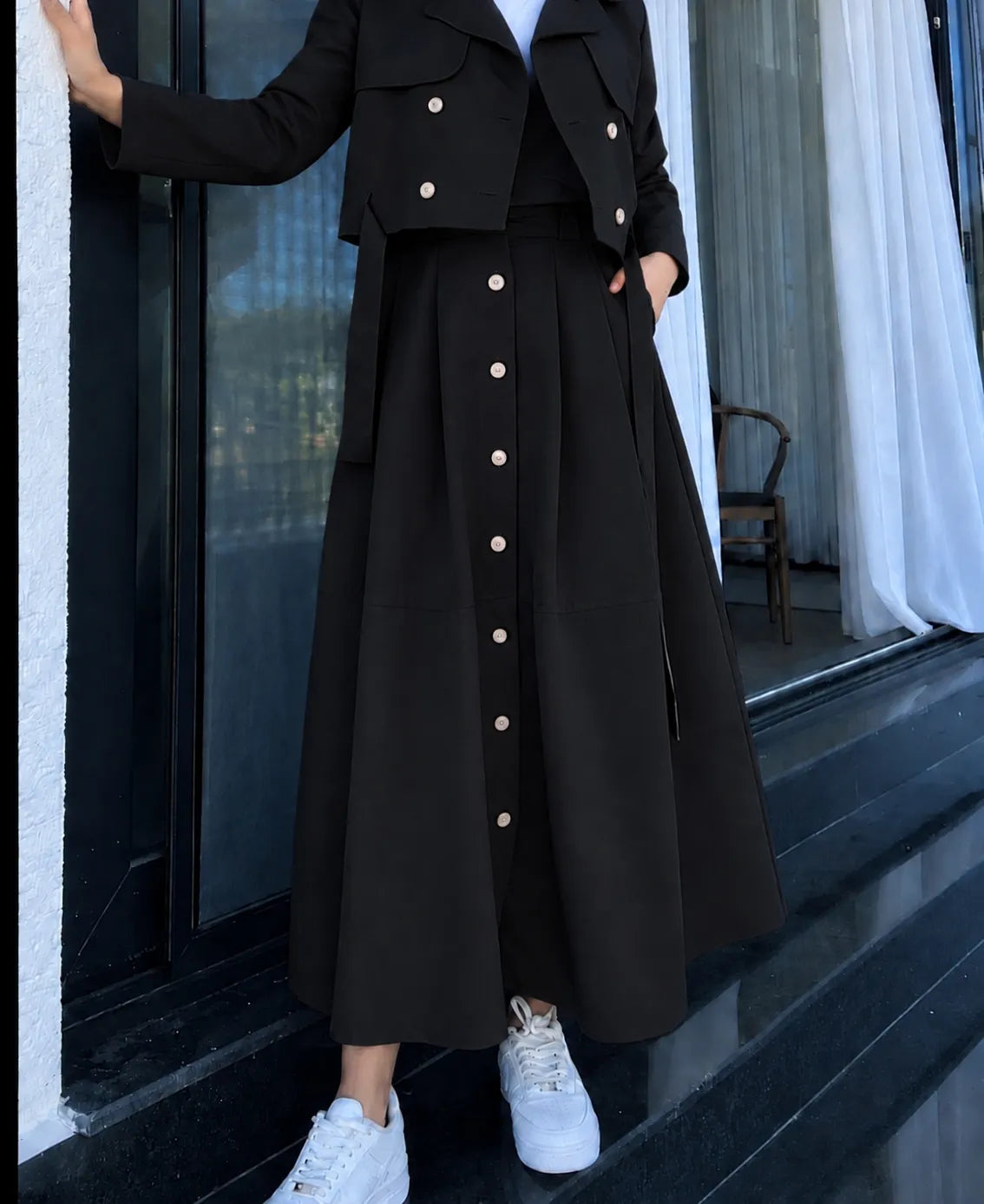 ENSEMBLE FEMME 2 PIÈCES — VESTE COURTE & JUPE LONGUE